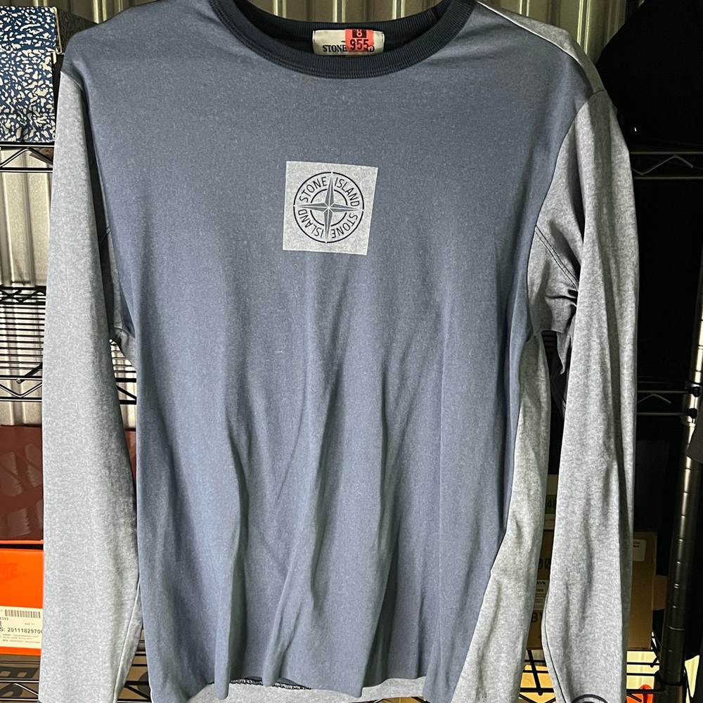 Stone Island Gray Long Sleeve Tee Classic Design